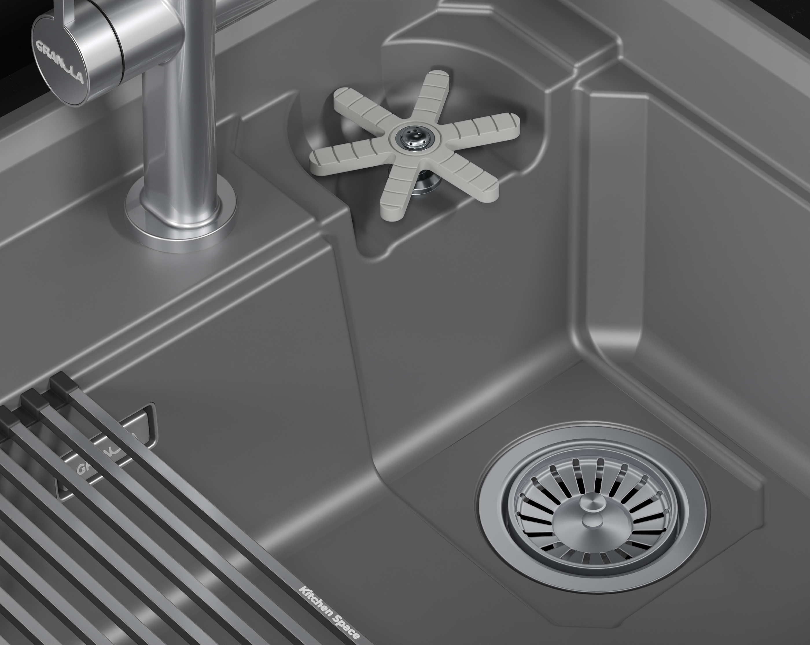 7308R, АЛЮМИНИУМ, кухонная мойка, кварц KITCHEN SPACE RINZER